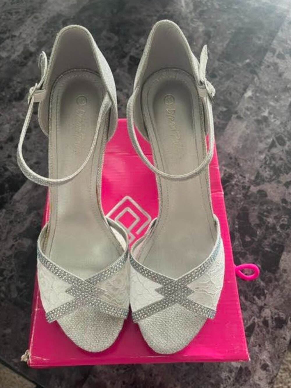 Dream Pairs Silver Glitter Buckle‎ Open Toe Pump Heels Sandal